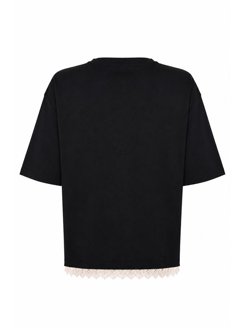 T-shirt Dalai in cotone con pizzo Nero Liviana Conti | L6SW70Y69-0